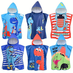 Kids Hooded Bathrobe Microfiber Cloak Towel Girls Boys 2-8 Years