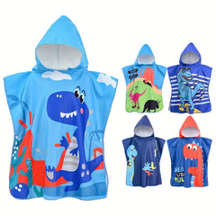 Kids Hooded Bathrobe Microfiber Cloak Towel Girls Boys 2-8 Years