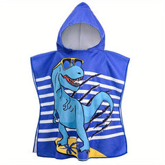 Kids Hooded Bathrobe Microfiber Cloak Towel Girls Boys 2-8 Years