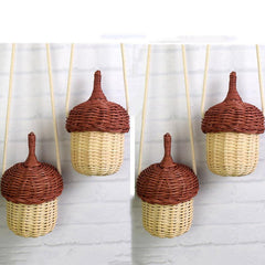 Pinecone Crossbody Messenger Bag Lightweight Rattan Basket Handbag