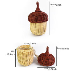 Pinecone Crossbody Messenger Bag Lightweight Rattan Basket Handbag