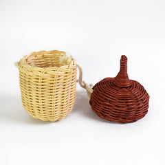 Pinecone Crossbody Messenger Bag Lightweight Rattan Basket Handbag