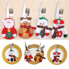 6pcs Christmas Cutlery Set Old Man Snowman Decor Supplies