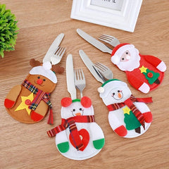 6pcs Christmas Cutlery Set Old Man Snowman Decor Supplies