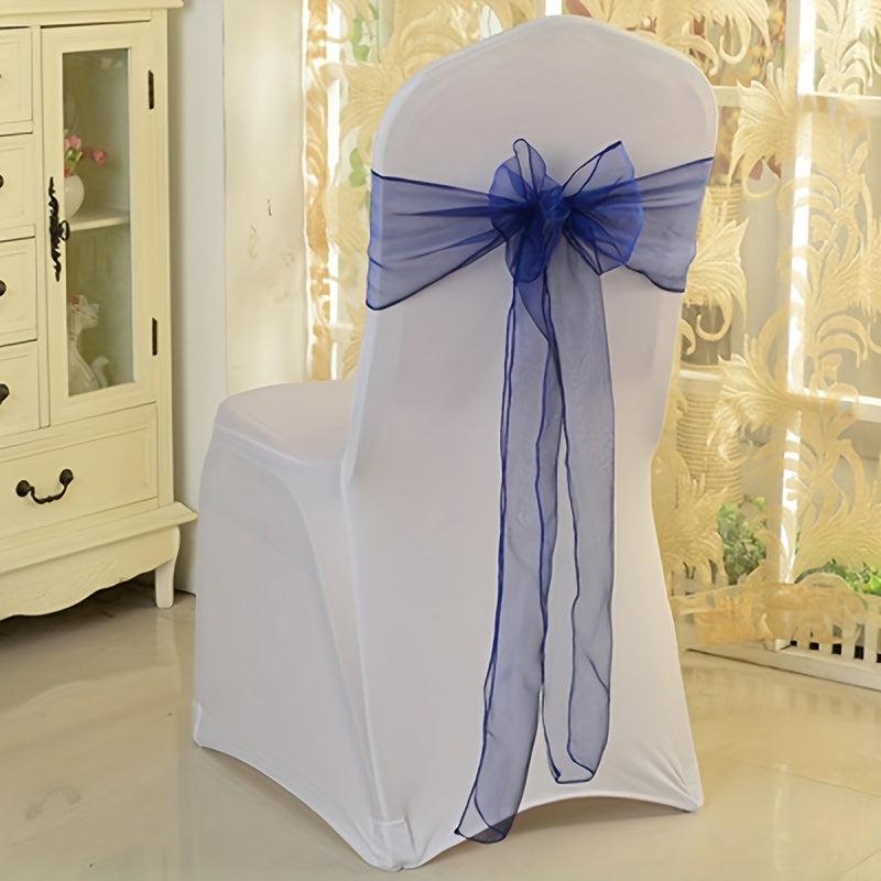 15pcs Chair Strap Wedding Party Event Hotel Glass Yarn Chair Back Flower Bow Rib