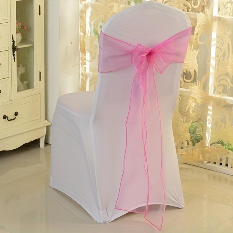 15pcs Chair Strap Wedding Party Event Hotel Glass Yarn Chair Back Flower Bow Rib