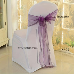 15pcs Chair Strap Wedding Party Event Hotel Glass Yarn Chair Back Flower Bow Rib