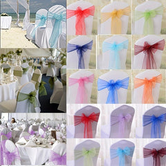 15pcs Chair Strap Wedding Party Event Hotel Glass Yarn Chair Back Flower Bow Rib