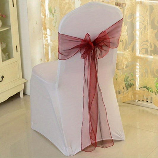 15pcs Chair Strap Wedding Party Event Hotel Glass Yarn Chair Back Flower Bow Rib