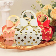 10pcs Polka Dot Bow Candy Box for Wedding Bridal Gift