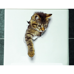 3D Cat Toilet Lid Decal Wall Sticker Bathroom Decor