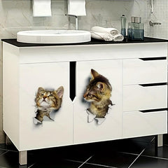 3D Cat Toilet Lid Decal Wall Sticker Bathroom Decor