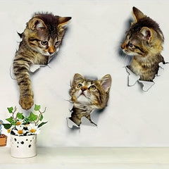 3D Cat Toilet Lid Decal Wall Sticker Bathroom Decor