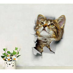 3D Cat Toilet Lid Decal Wall Sticker Bathroom Decor