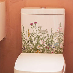 Flower Toilet Decal Clear Herb Flower Decorative Stickers For Bathroom Toilet