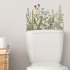 Flower Toilet Decal Clear Herb Flower Decorative Stickers For Bathroom Toilet