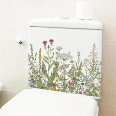 Flower Toilet Decal Clear Herb Flower Decorative Stickers For Bathroom Toilet