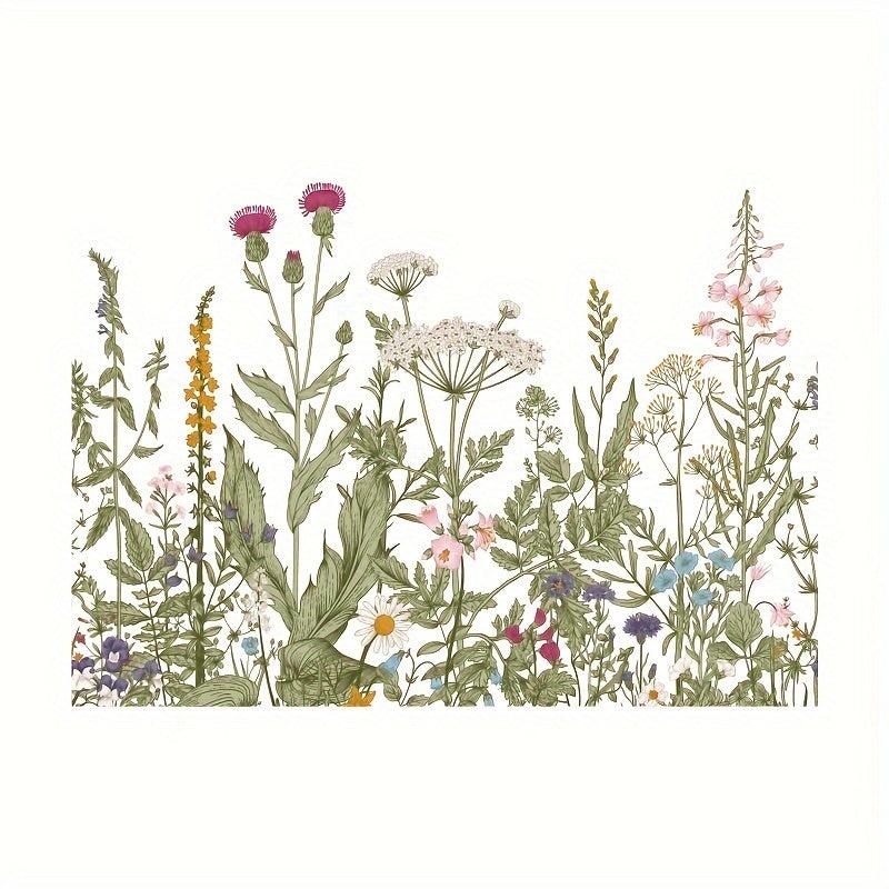 Flower Toilet Decal Clear Herb Flower Decorative Stickers For Bathroom Toilet
