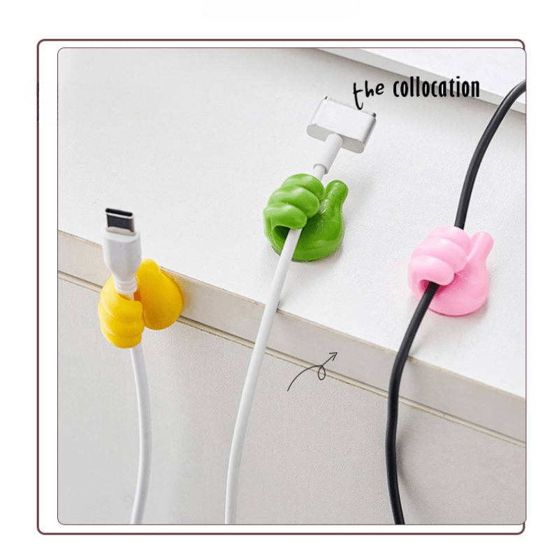 10pcs Cartoon Thumb Hook Cable Holder for Charging Cables
