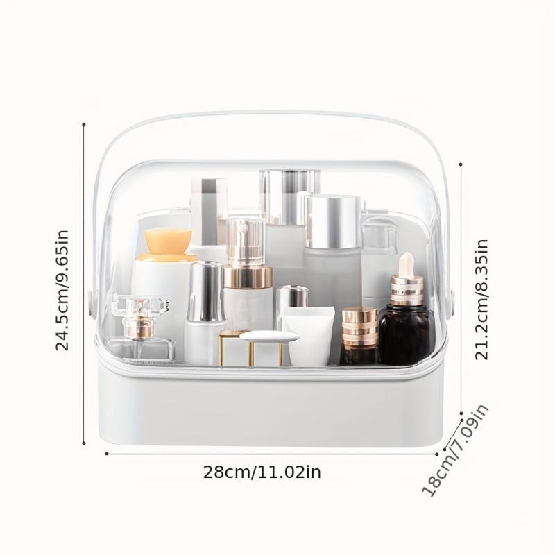 Large Capacity Cosmetic Storage Box with Lid, Handle & Drawer