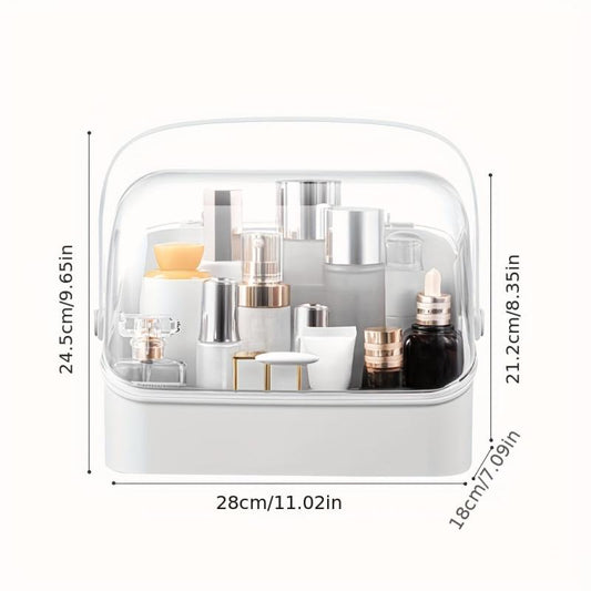 Large Capacity Cosmetic Storage Box with Lid, Handle & Drawer