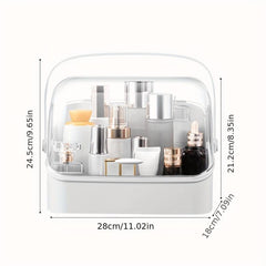 Large Capacity Cosmetic Storage Box with Lid, Handle & Drawer