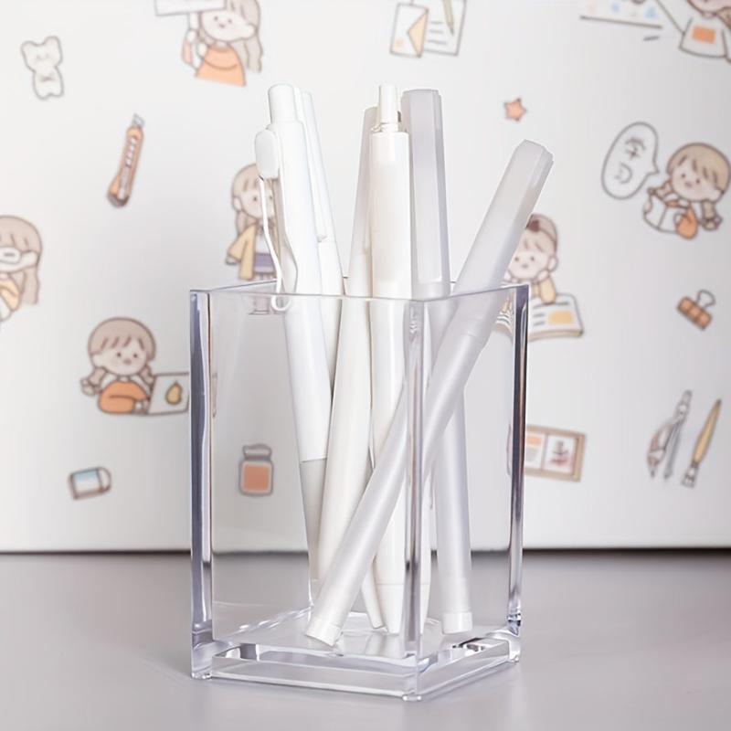 Acrylic Pen Holder Makeup Brush Storage Container Stationery Organizer