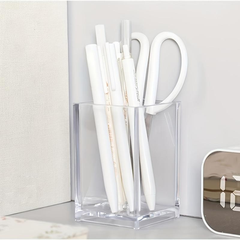 Acrylic Pen Holder Makeup Brush Storage Container Stationery Organizer