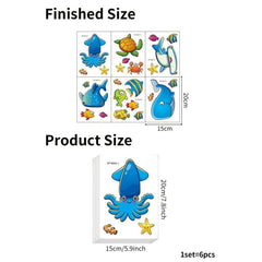 6pcs Non Slip Sea Animal Bathroom Stickers for Kids and Adults