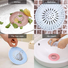 Silicone Hair Catcher Shower Drain Covers Easy Install Clean Bathroom Kitchen