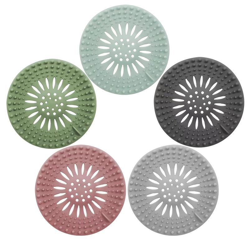 Silicone Hair Catcher Shower Drain Covers Easy Install Clean Bathroom Kitchen