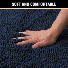 Soft Absorbent Shag Shower Mat Non Slip Bathroom Rug Navy