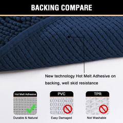 Soft Absorbent Shag Shower Mat Non Slip Bathroom Rug Navy