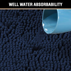 Soft Absorbent Shag Shower Mat Non Slip Bathroom Rug Navy