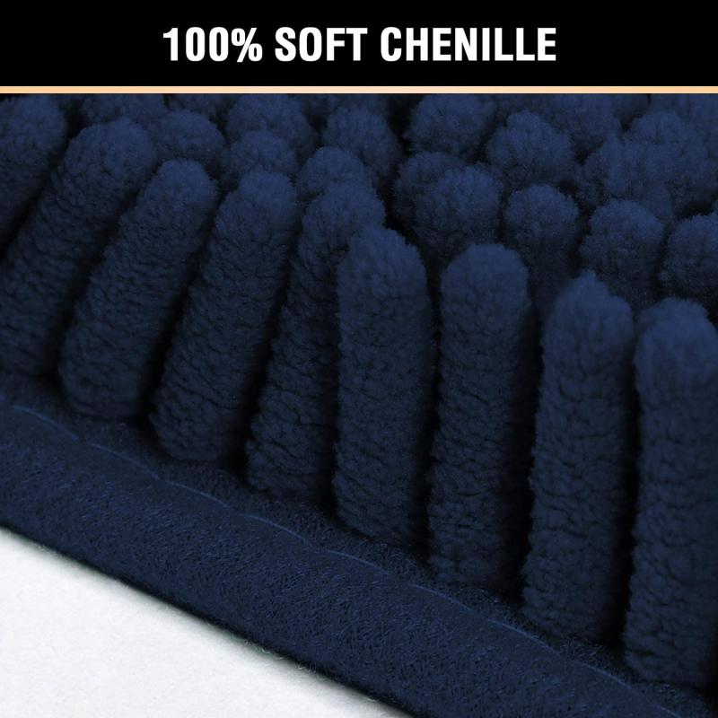Soft Absorbent Shag Shower Mat Non Slip Bathroom Rug Navy