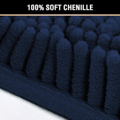 Soft Absorbent Shag Shower Mat Non Slip Bathroom Rug Navy