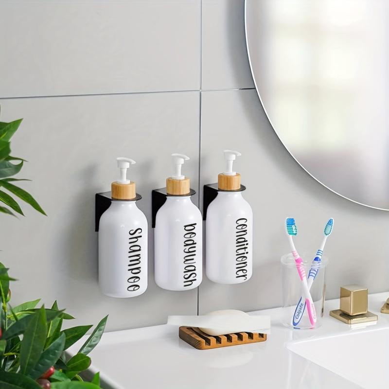 3pcs Shampoo Body Wash Bottle Hanging Rack Stainless Steel Hand Sanitizer Hook