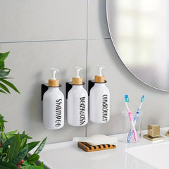 3pcs Shampoo Body Wash Bottle Hanging Rack Stainless Steel Hand Sanitizer Hook