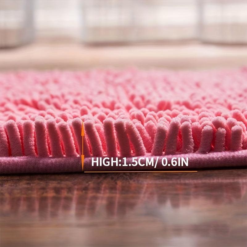 Chenille Bath Rug Soft Non Slip Absorbent Bath Mat