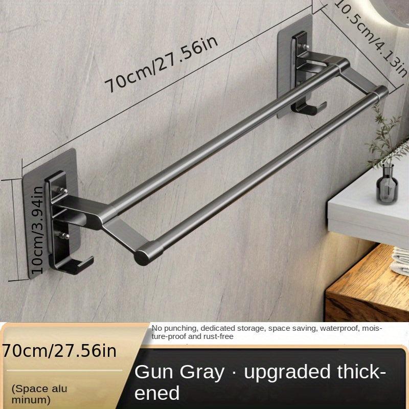 Space Aluminum Towel Bar Wall Mounted Towel Holder with Double Rods
