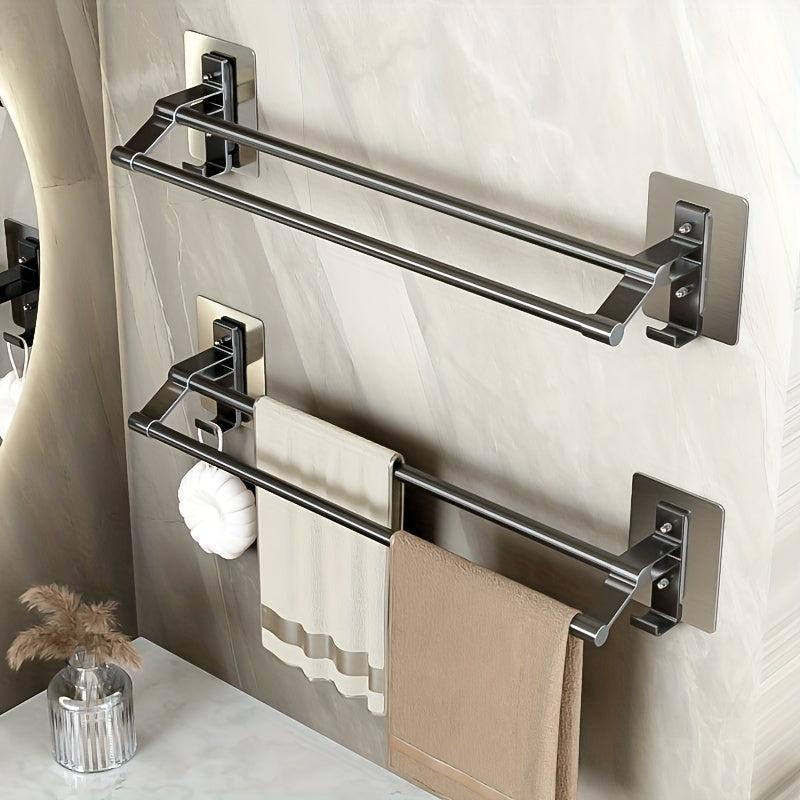 Space Aluminum Towel Bar Wall Mounted Towel Holder with Double Rods