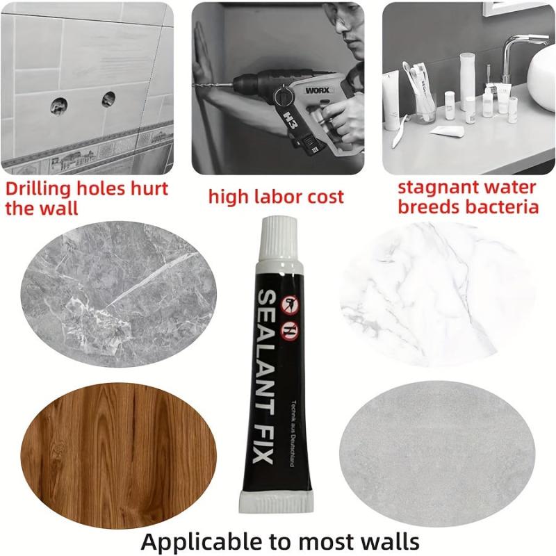 Stainless Steel Soap Dispenser Holder Self Adhesive Bathroom Toilet Rack
