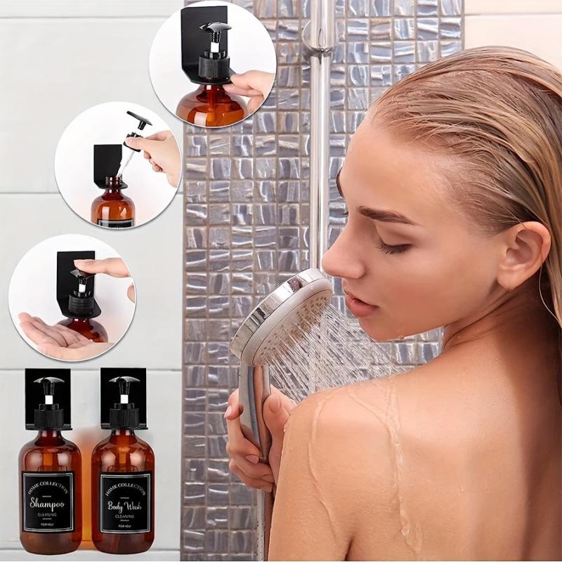 Stainless Steel Soap Dispenser Holder Self Adhesive Bathroom Toilet Rack