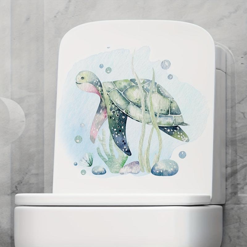 Turtle Swimming Toilet Sticker Waterproof Self Adhesive Decoration