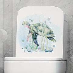 Turtle Swimming Toilet Sticker Waterproof Self Adhesive Decoration
