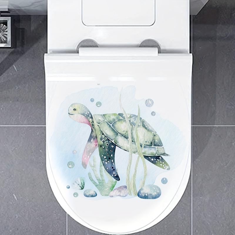 Turtle Swimming Toilet Sticker Waterproof Self Adhesive Decoration