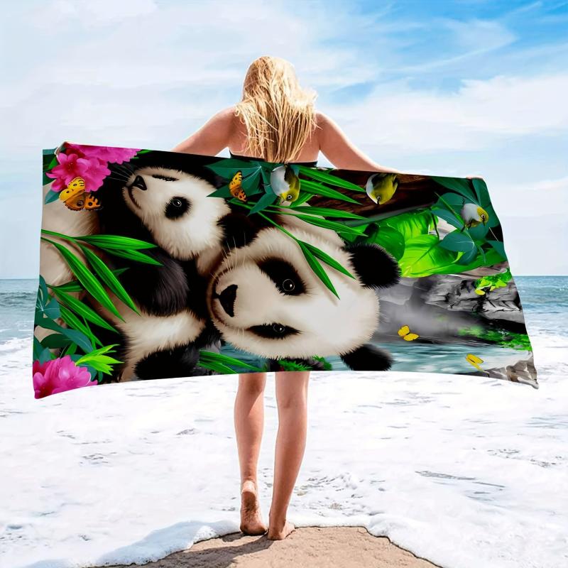 Women's Soft Beach Towel with Panda & Bamboo Pattern