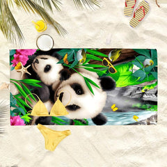 Women's Soft Beach Towel with Panda & Bamboo Pattern
