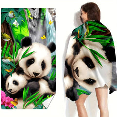 Women's Soft Beach Towel with Panda & Bamboo Pattern