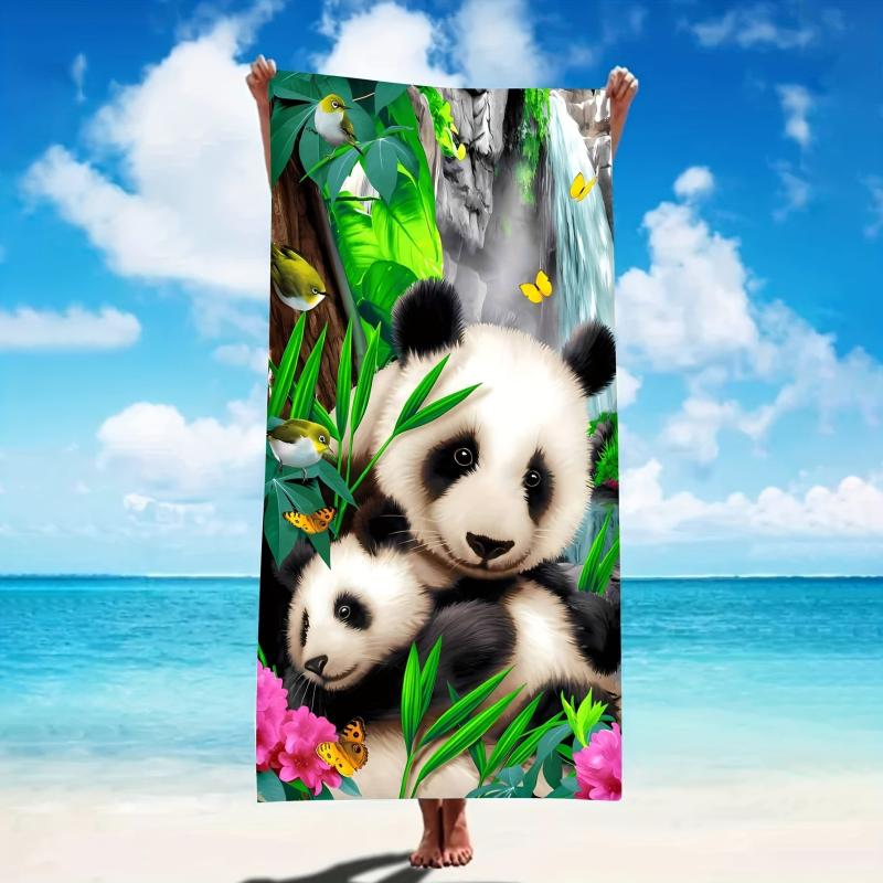 Women's Soft Beach Towel with Panda & Bamboo Pattern